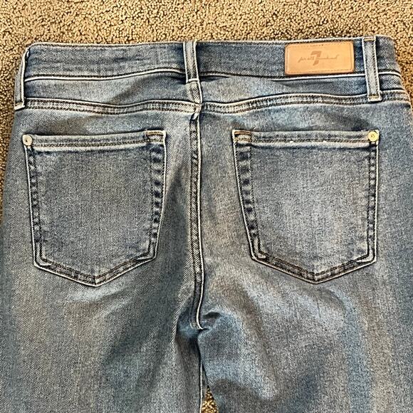 7 For All Mankind Luxe Vintage The Ankle Skinny Jeans Women’s 28 Blue Raw Hem - Picture 5 of 5